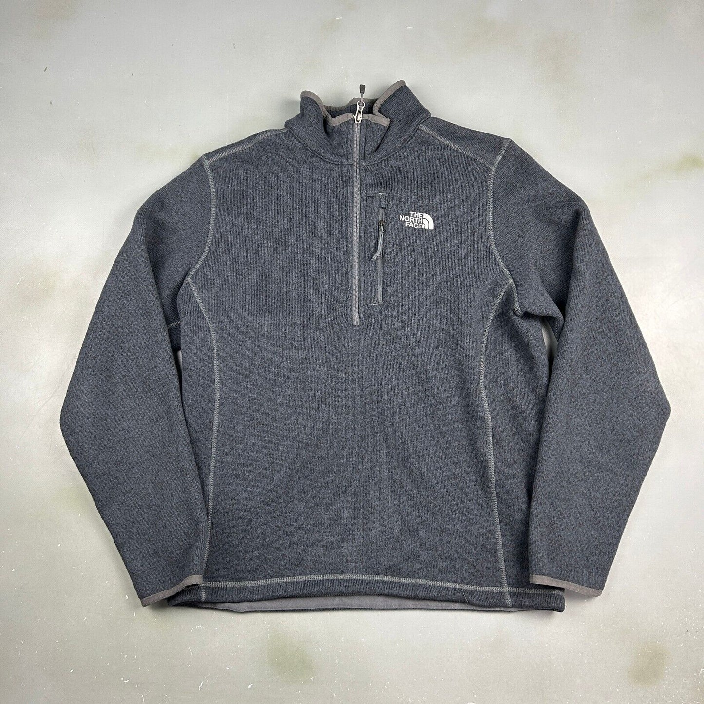 VINTAGE The North Face 1/2 Zip Grey Tech Fleece Sweater sz Medium Adult