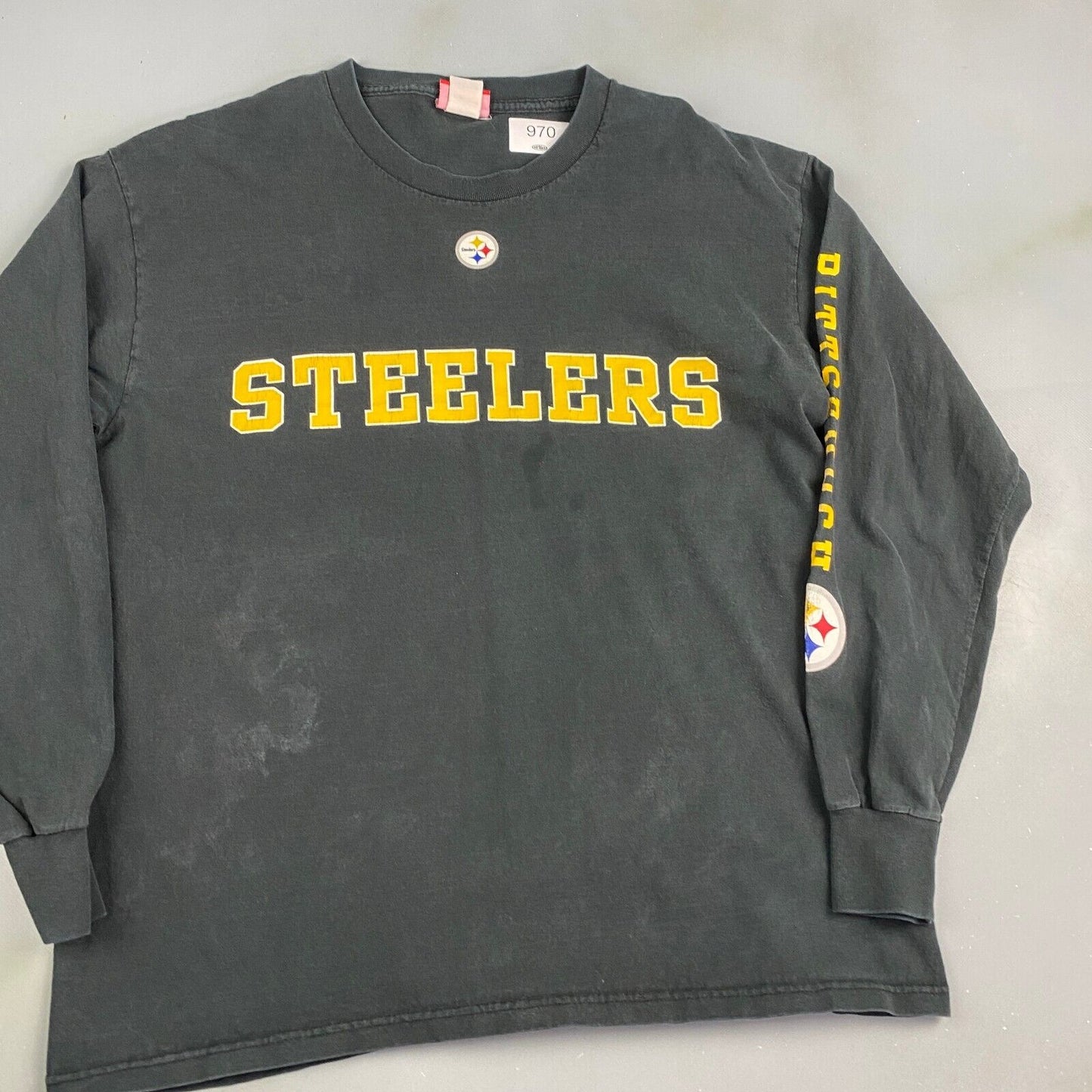 VINTAGE Pittsburgh Steelers NFL Black Long Sleeve T-Shirt sz Large Men Adult