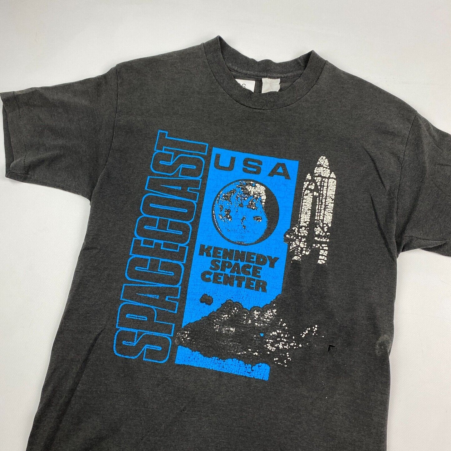 VINTAGE 90s Kennedy Space Center SpaceCoast Black T-Shirt sz S Mens