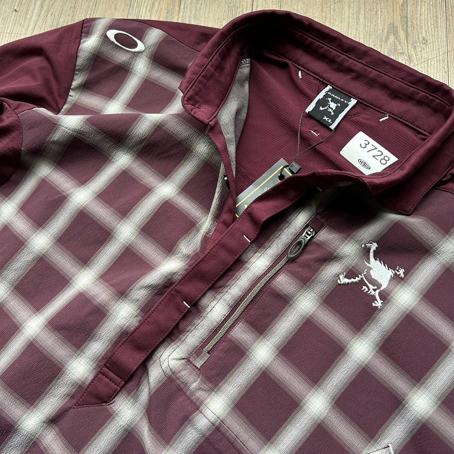 OAKLEY | Shadow Plaid 1/2 Button Down Golf Polo Shirt sz L