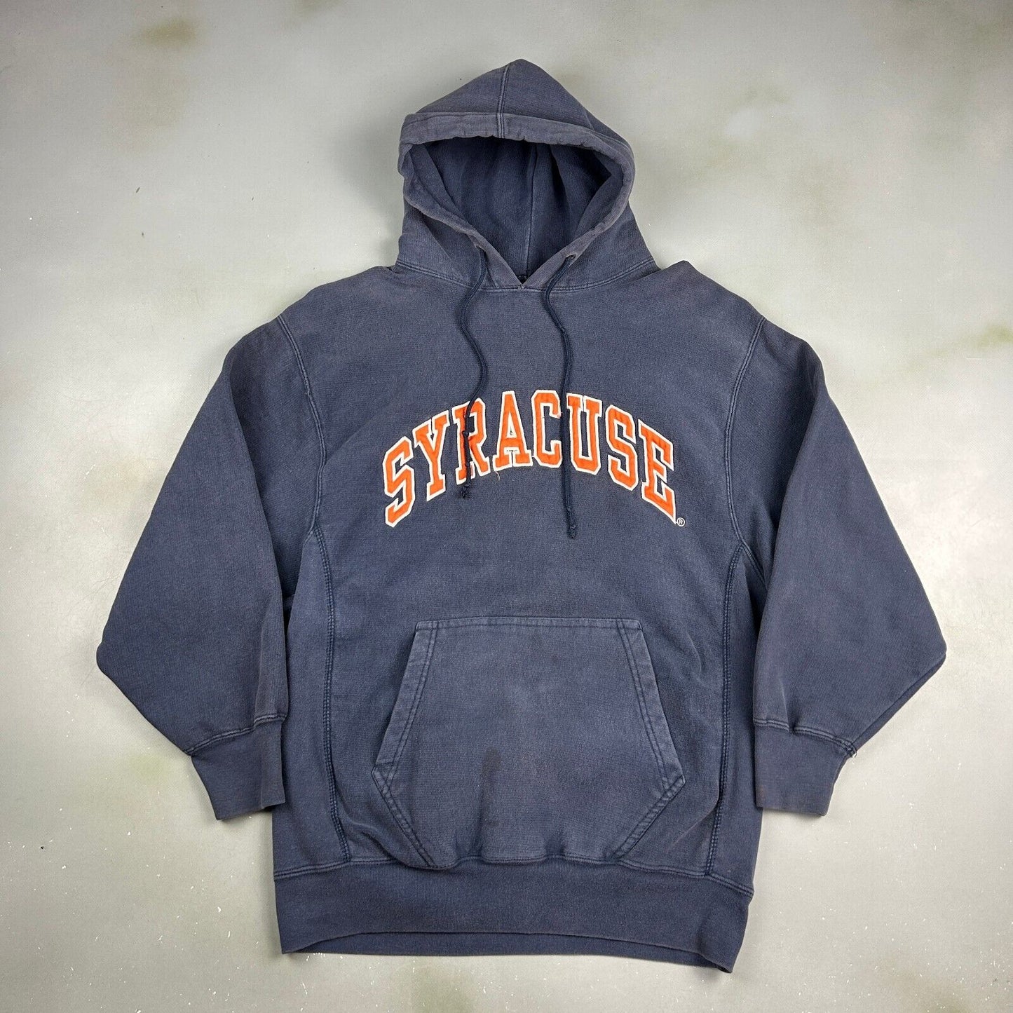 VINTAGE 90s Syracuse Heavyweight Faded Hoodie Sweater sz Small Adult