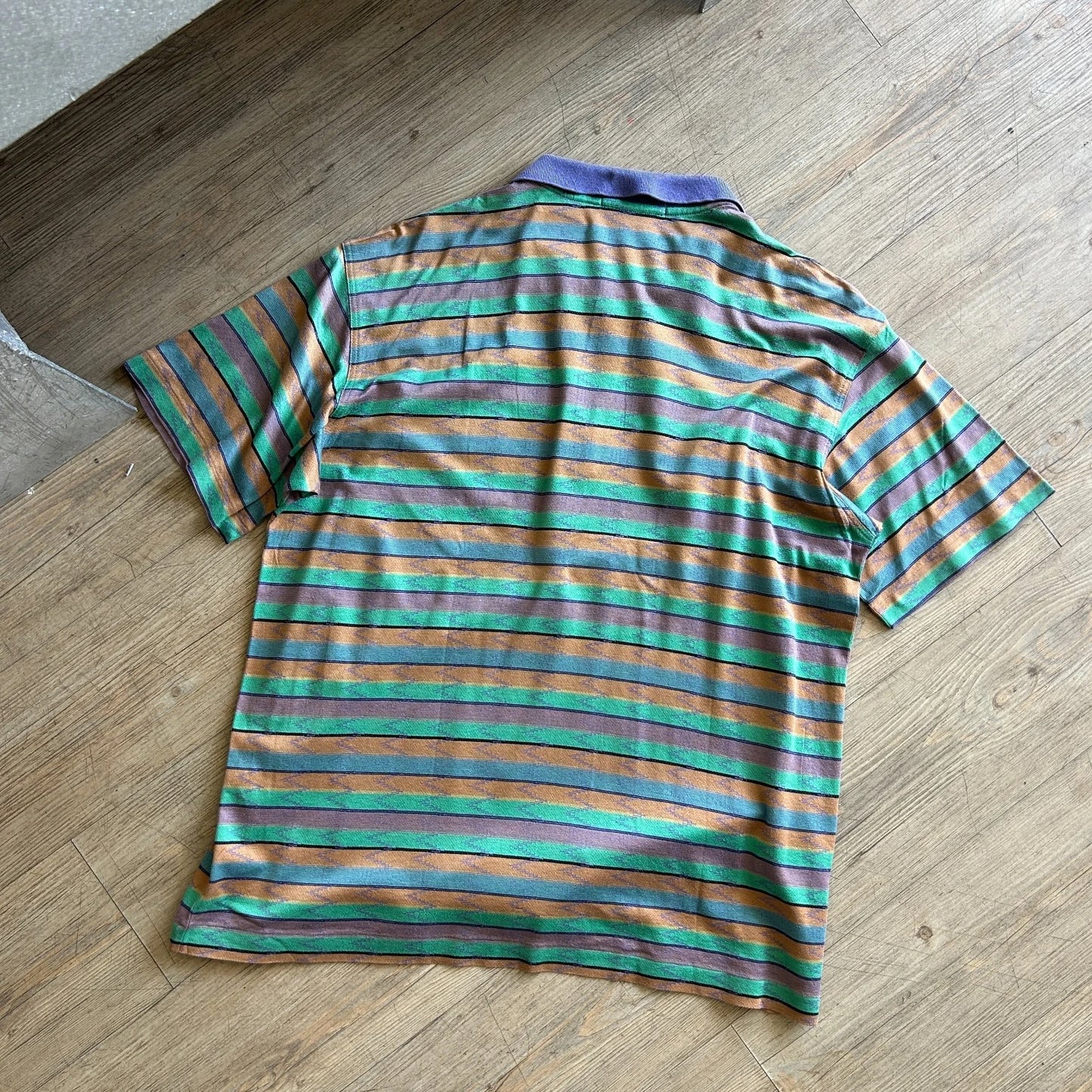 VINTAGE 80s | Yves Saint Laurent Tricots Striped YSL Polo Shirt sz L