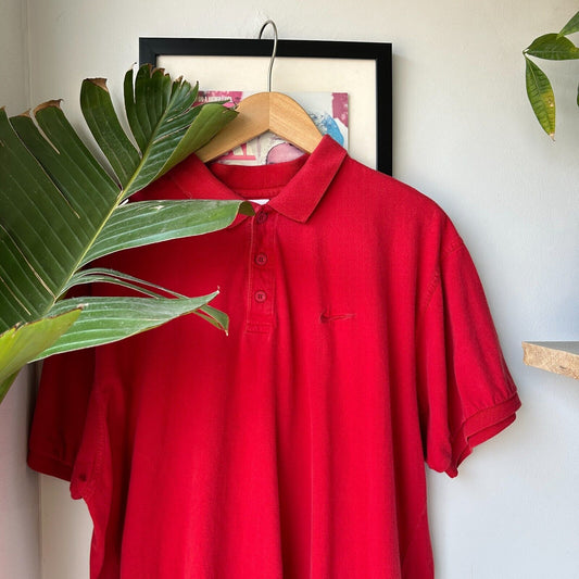 VINTAGE 90s | Nike Tonal Red Logo Polo Shirt sz XL