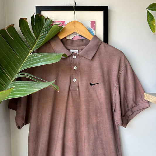 VINTAGE 90s | Nike Over Dyed Brown Polo Shirt sz M