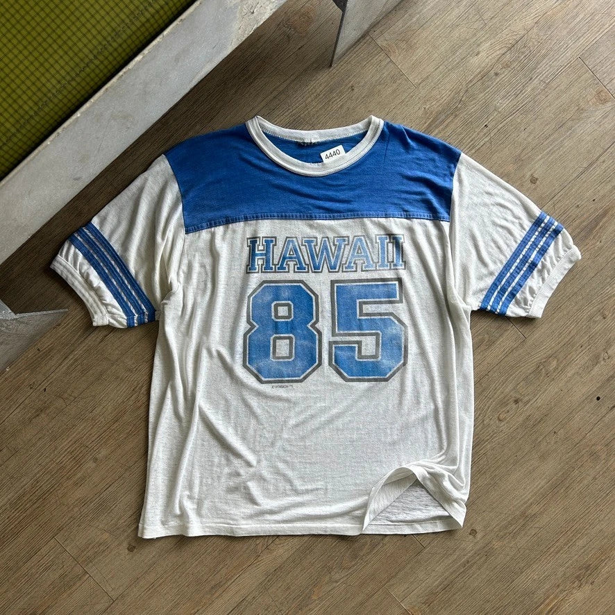 1980s | HAWAII #85 Thrashed Thin Cotton Vintage Football Jersey T-Shirt sz XL