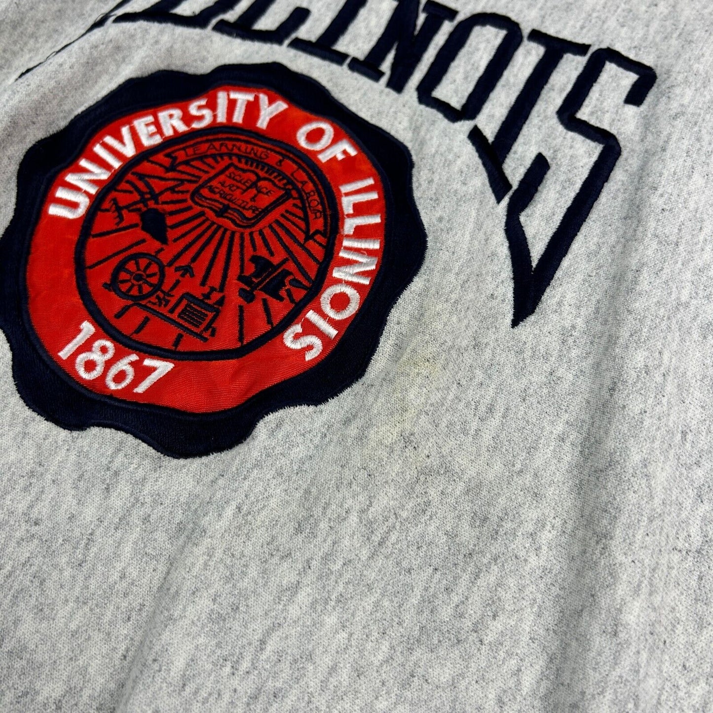 VINTAGE 90s Illinois University The Game Ringer Crewneck Sweater sz Medium Adult