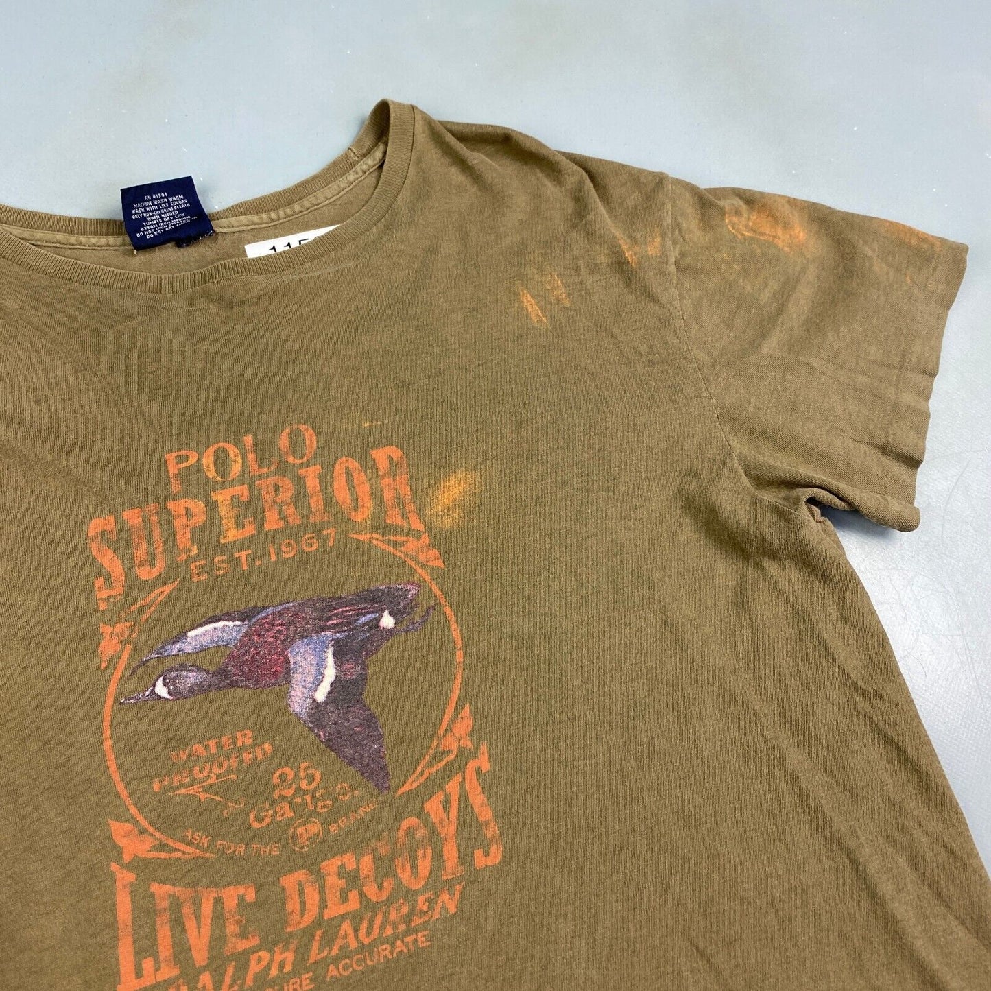 VINTAGE Ralph Lauren POLO Superior Sportsmen Brown T-Shirt sz Large Adult
