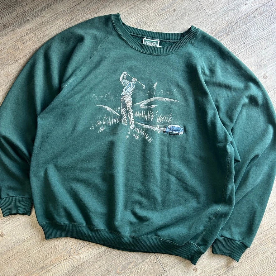 1990s | Embroidered GOLF SHOT Artwork Vintage Crewneck Sweater sz XL