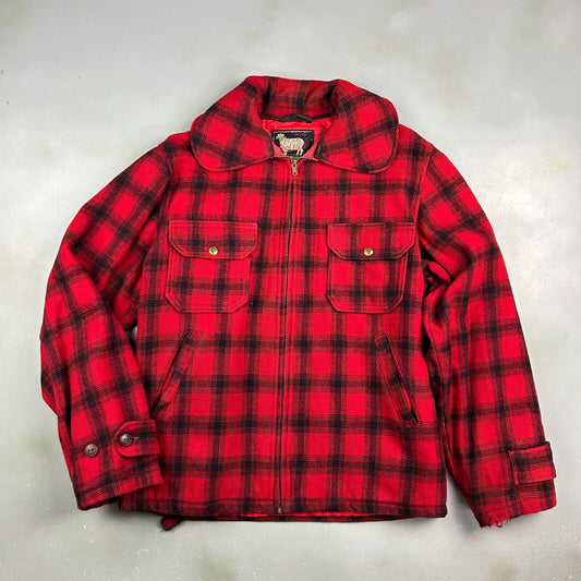 VINTAGE 70s | Woolrich Wool Plaid Flannel Lined Collared Jacket sz 38 Med Adult
