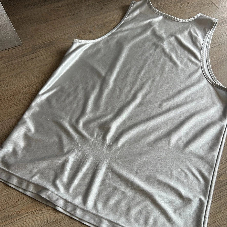 1990s | NIKE Mid Swoosh Silver Sleeveless Jersey Shirt sz L