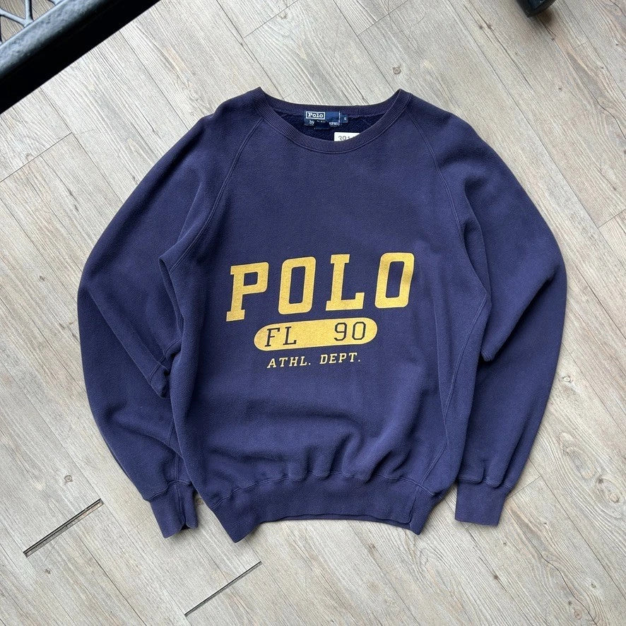 VINTAGE 90s | Polo Ralph Lauren Athletic Dept. FL 90 Crewneck Sweater sz S/M