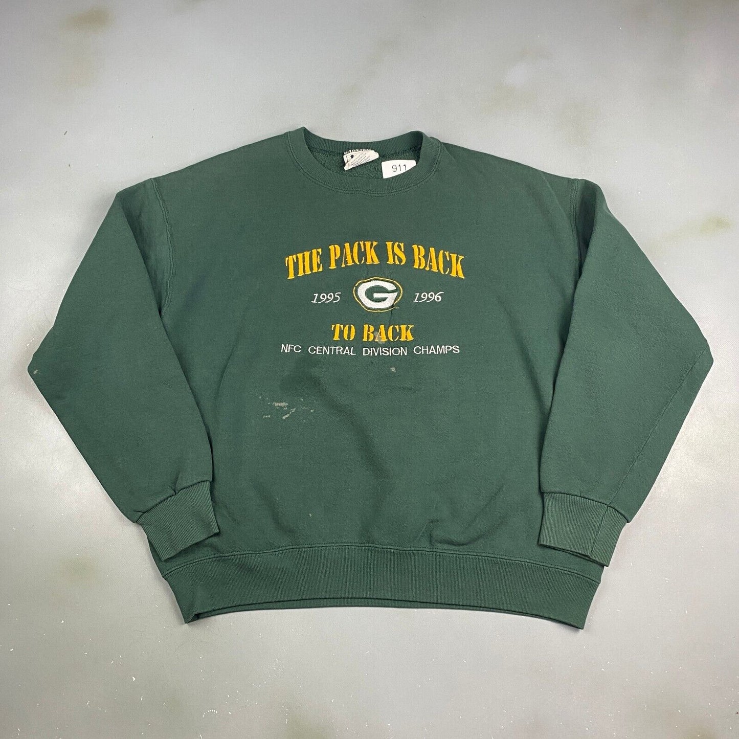 VINTAGE 90s Green Bay Packers Back To Back Crewneck Sweater sz Large Men Adult