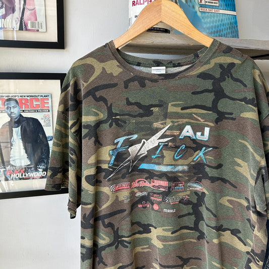 VINTAGE 90s | The Deuce Is On The Loose Racing Camo T-Shirt sz XL Adult