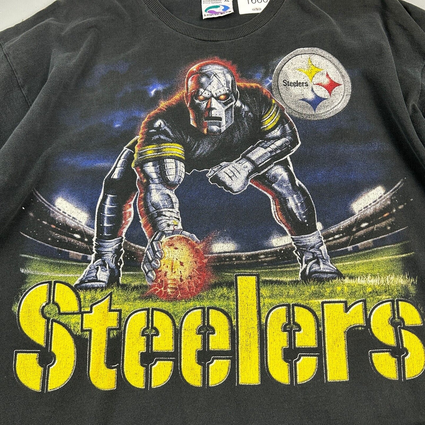 VINTAGE | NFL Pittsburgh Steelers Football Liquid Blue T-Shirt sz XL Adult
