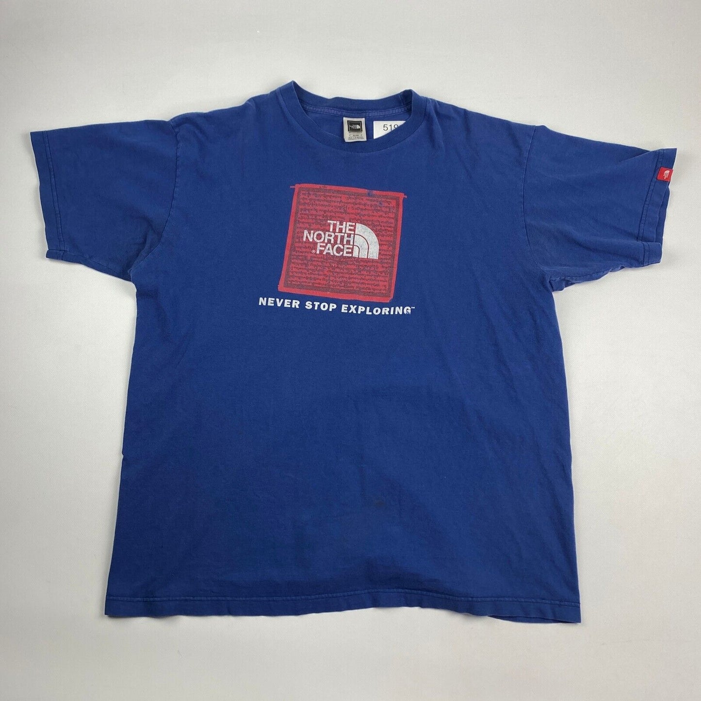 VINTAGE The North Face Never Stop Exploring Blue Logo T-Shirt sz XL Men
