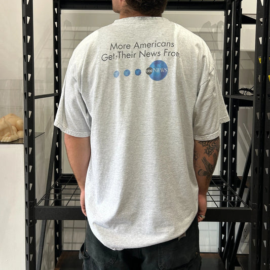VINTAGE | abc NEWS More Americans Get Their News From Thrashed T-Shirt sz XL