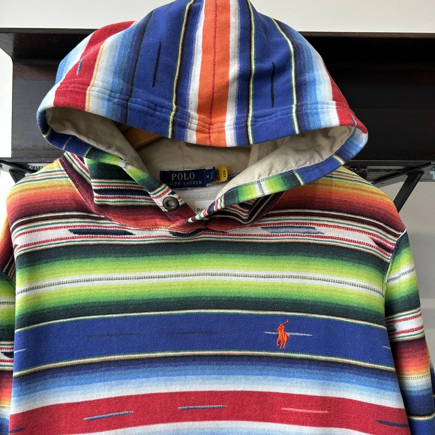 POLO Ralph Lauren Serape Print Striped Hoodie Sweater sz M