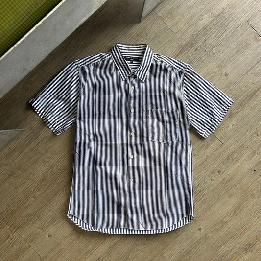 Comme Des Garcons Homme | Gingham Pinstriped Short Sleeve Button Down Shirt sz S