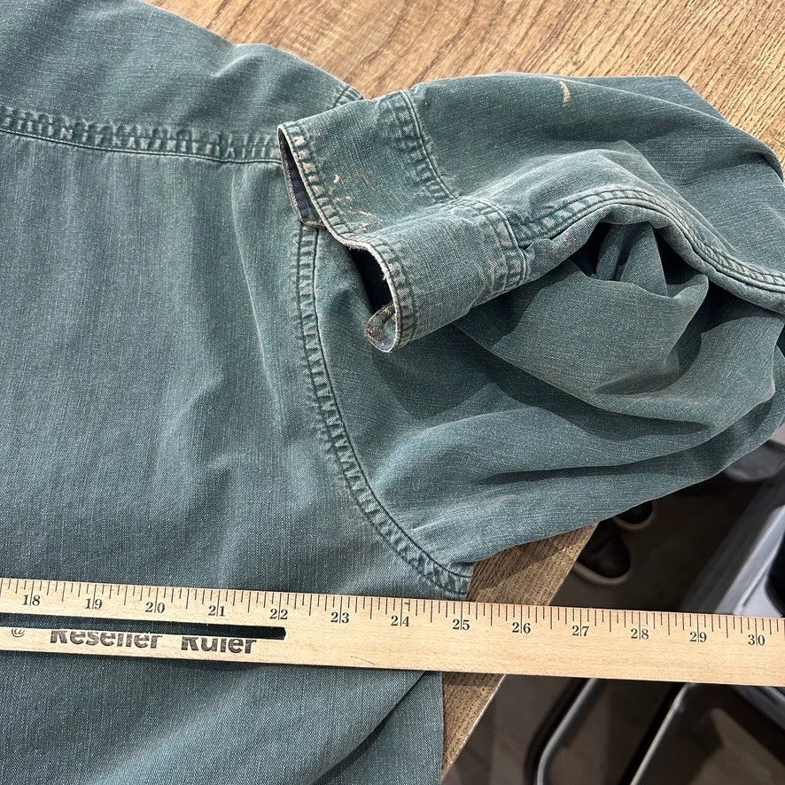 VINTAGE 1990s | L.L Bean Faded Clay Green Plaid Lined Button Down Shirt sz L/XL
