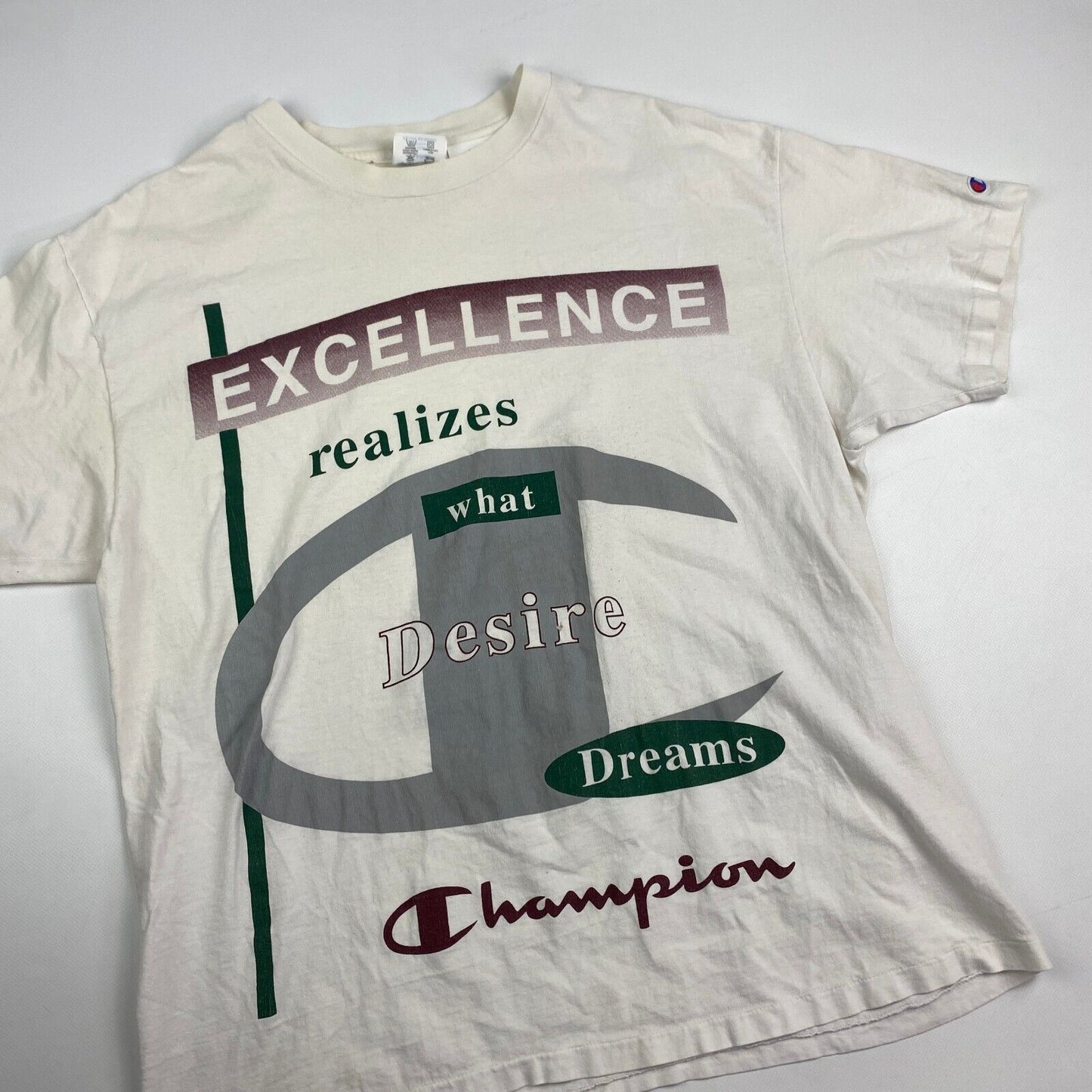VINTAGE 90s Champion Excellence Realizes What Desire Dreams T-Shirt sz XL Men