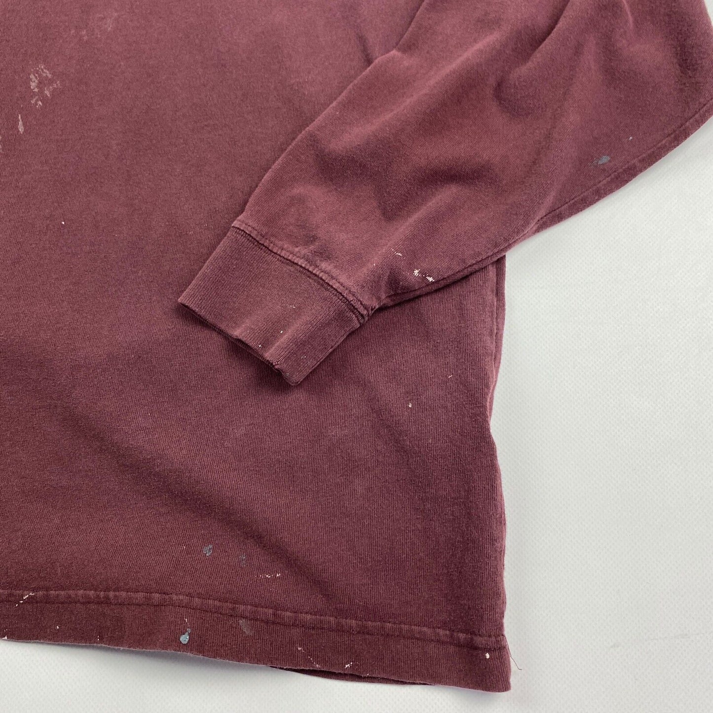 Carhartt Maroon Paint Splatter Long Sleeve Pocket T-Shirt sz Large Men
