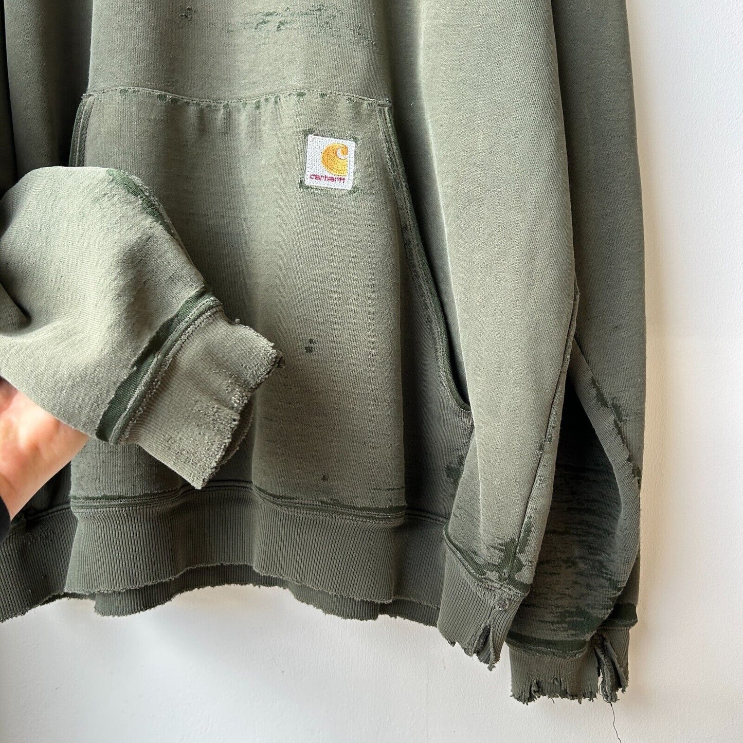 VINTAGE | Carhartt Faded Thrashed Green Hoodie Sweater sz L