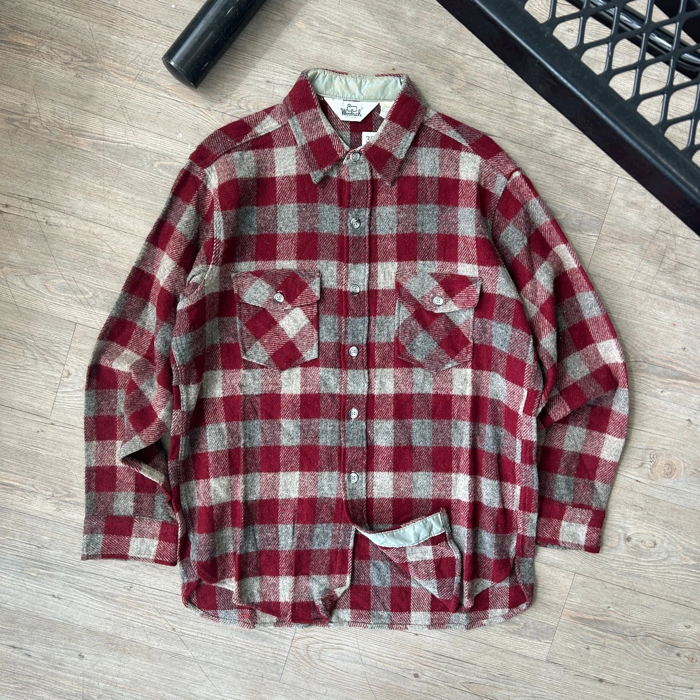 VINTAGE | Woolrich Check Plaid Wool Nylon Flannel Button Down Shirt sz L/XL