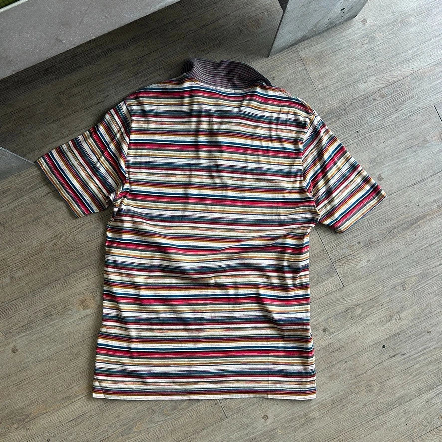 1990s MISSONI SPORT | Multi Color Striped Knit Polo Shirt sz M/L