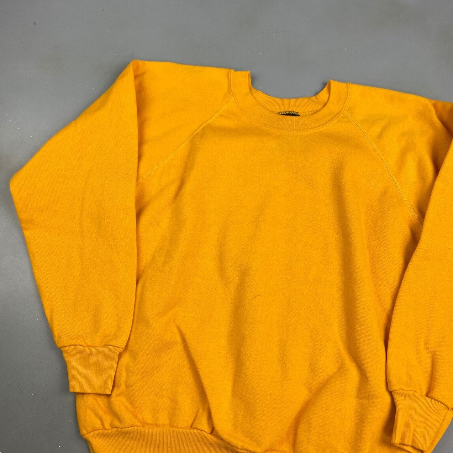 VINTAGE 90s Blank Yellow Crewneck Sweater sz Large Adult Men MadeinUSA