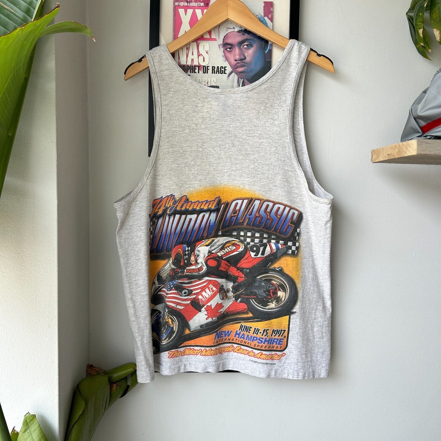 VINTAGE 90s | Loudon Classic Motorcycle Race Tank Shirt sz M