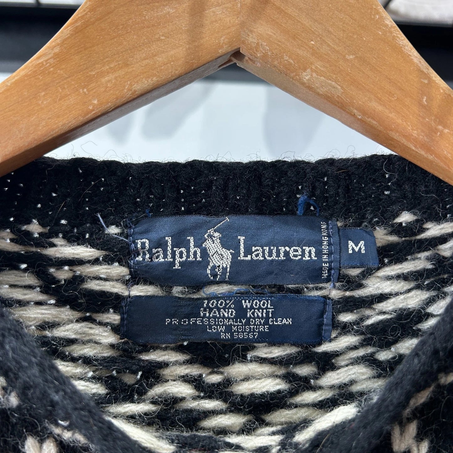 VINTAGE 80s | Ralph Lauren Nordic Snow Bear Wool Hand Knit Sweater sz M