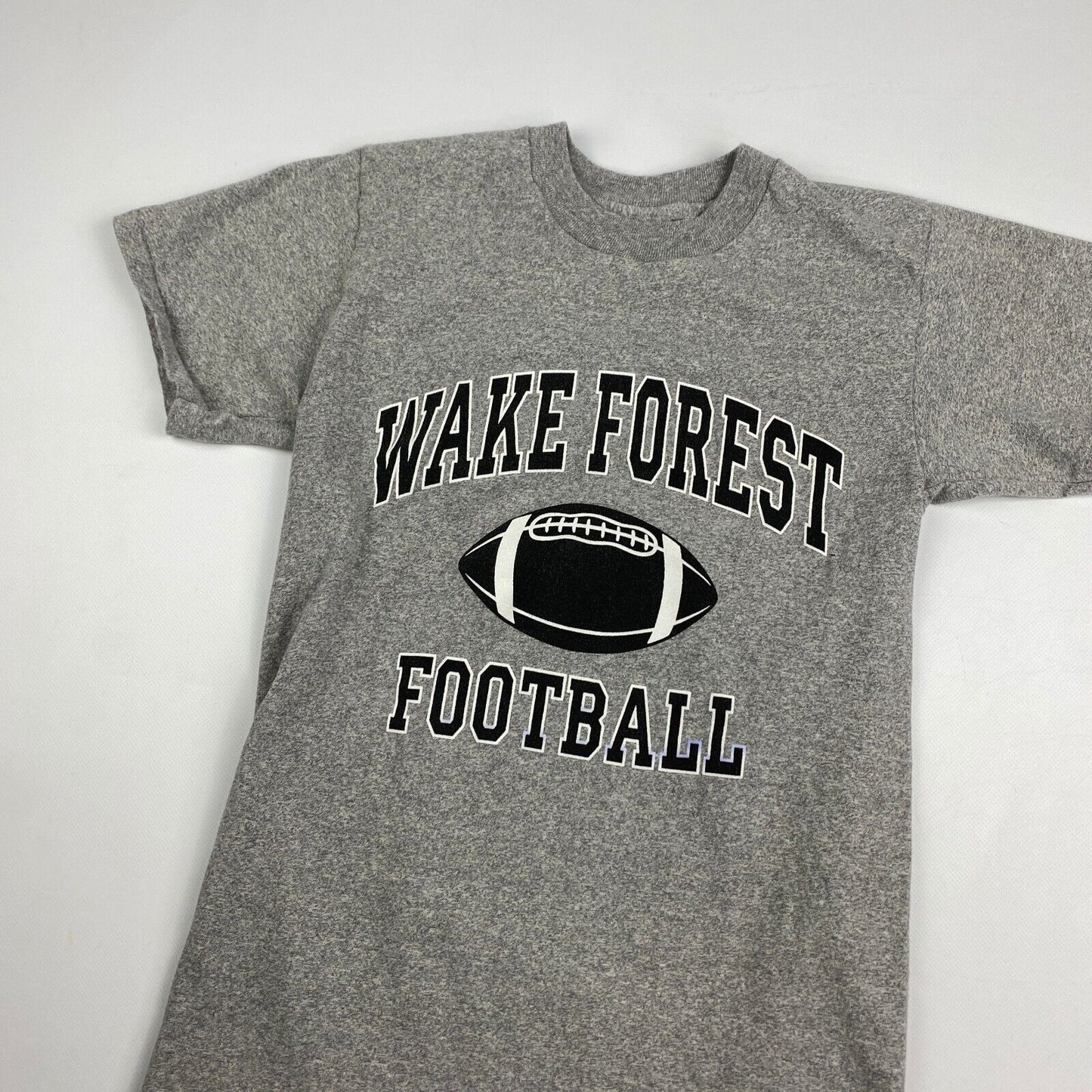 VINTAGE 90s Wake Forest Football Grey T-Shirt sz Small Men MadeinUSA