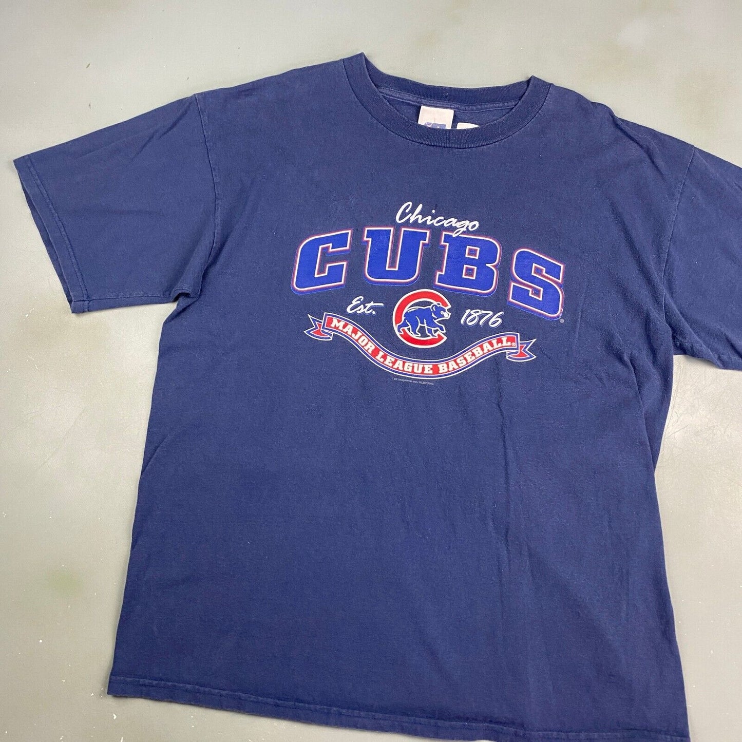 VINTAGE MLB Chicago Cubs Baseball Navy T-Shirt sz Large Men Adult