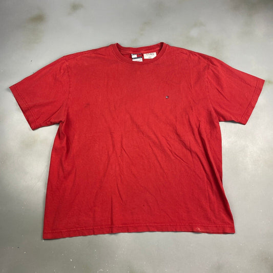 VINTAGE Tommy Hilfiger Sm Flag Red T-Shirt sz XL Adult
