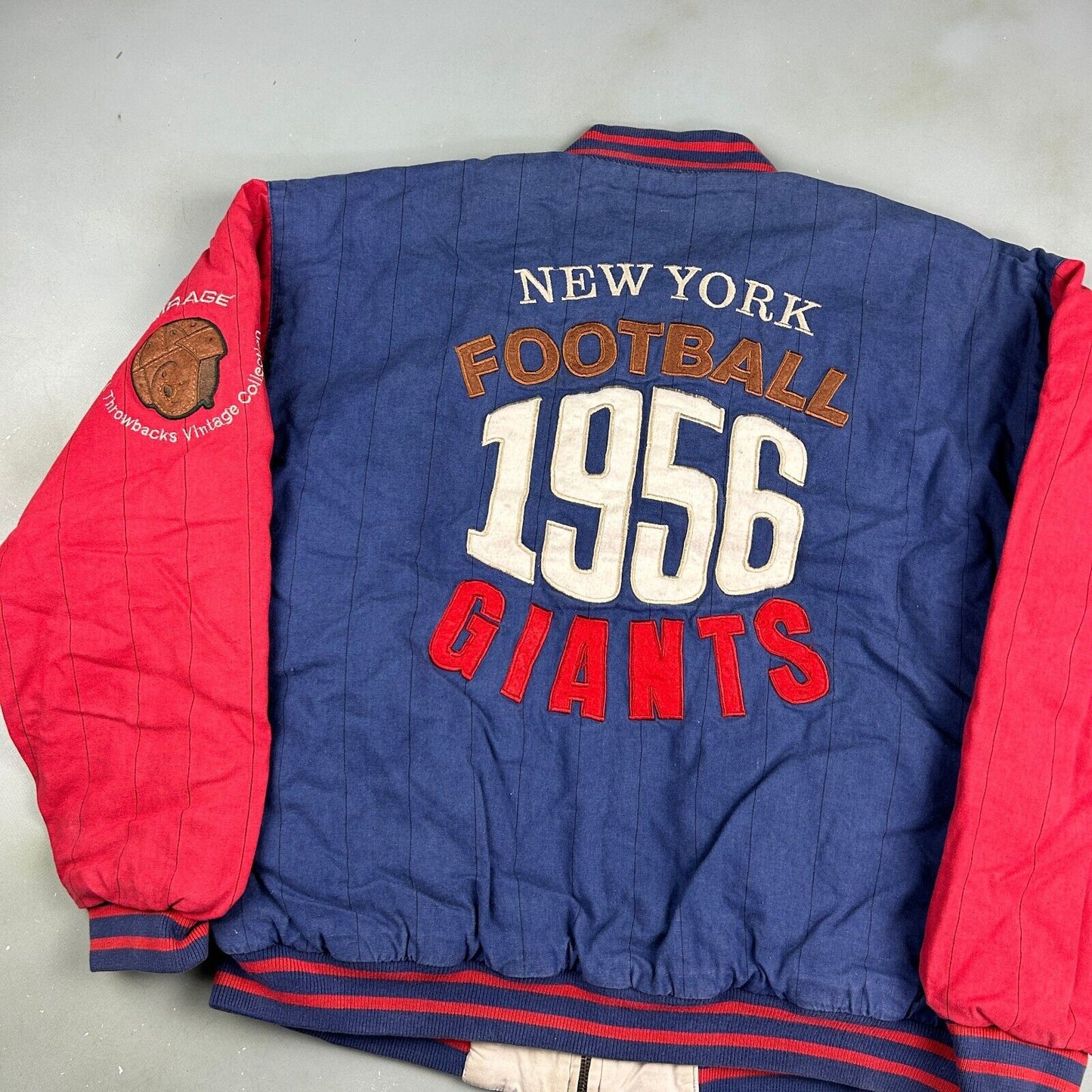 VINTAGE 1991 New York Giants NFL Reversible Mirage Jacket sz Large Adult Men