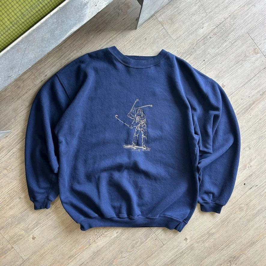 1990s | Embroidered GOLF SWING Vintage Crewneck Sweater sz L