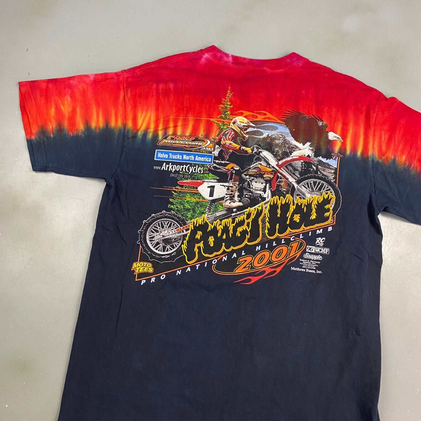 VINTAGE 2001 Pro National Hillclimb Moto Bike Tye Dye T-Shirt sz Large Adult