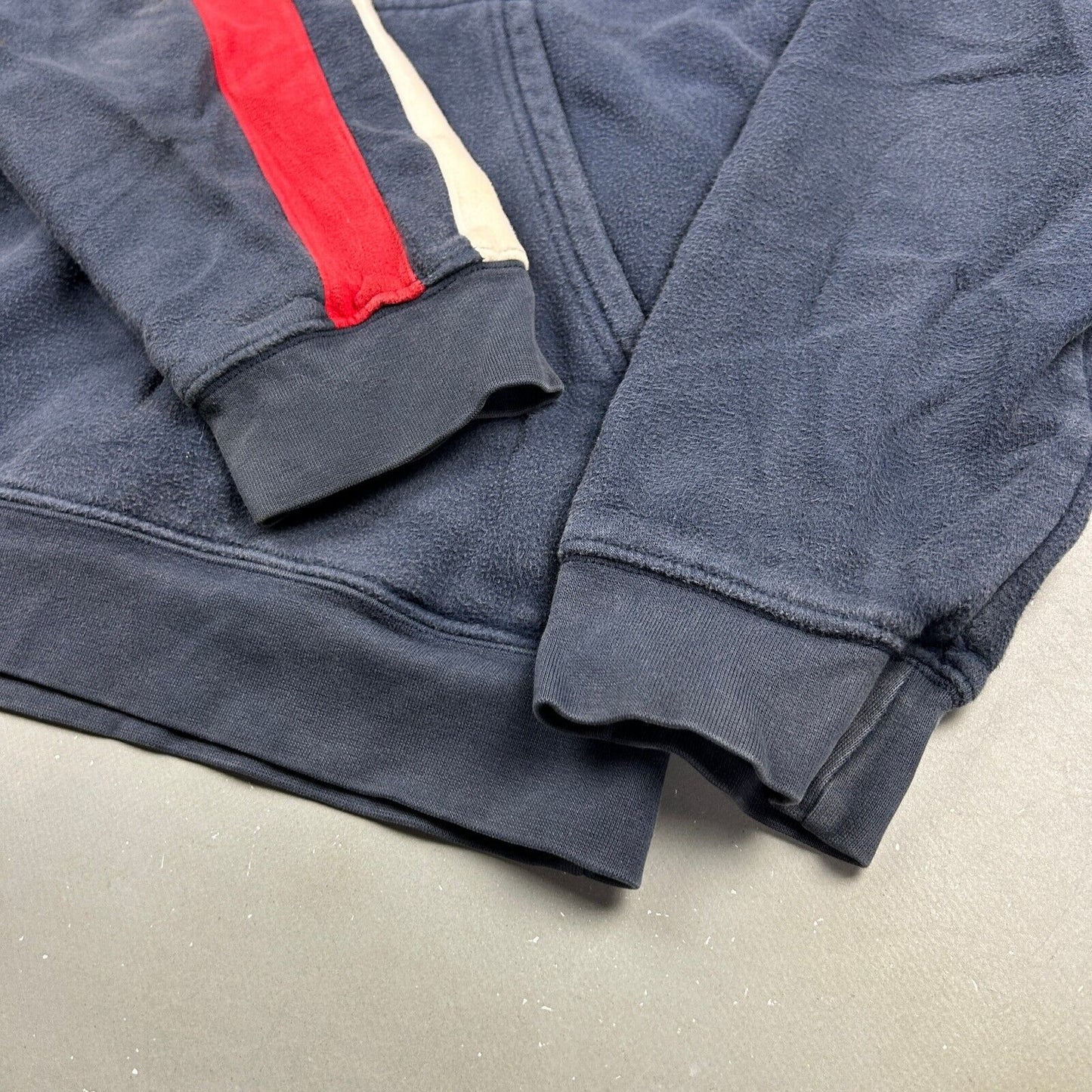VINTAGE NIKE Embroidered Logo Striped Fleece Hoodie Sweater sz XL Adult