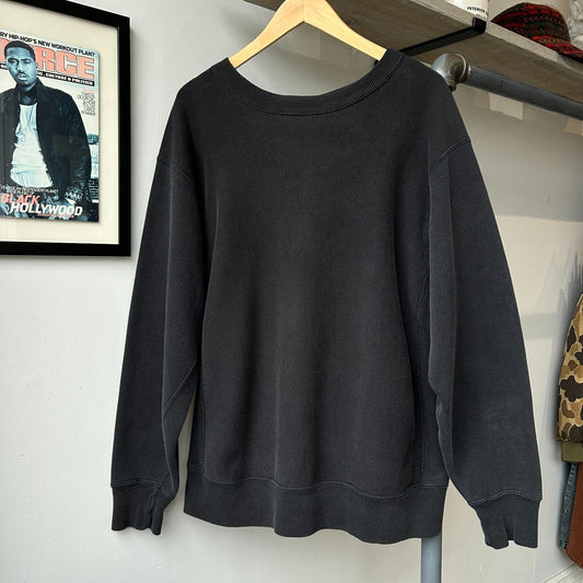 VINTAGE 90s | Blank Faded Black Heavyweight Crew Sweater sz XL