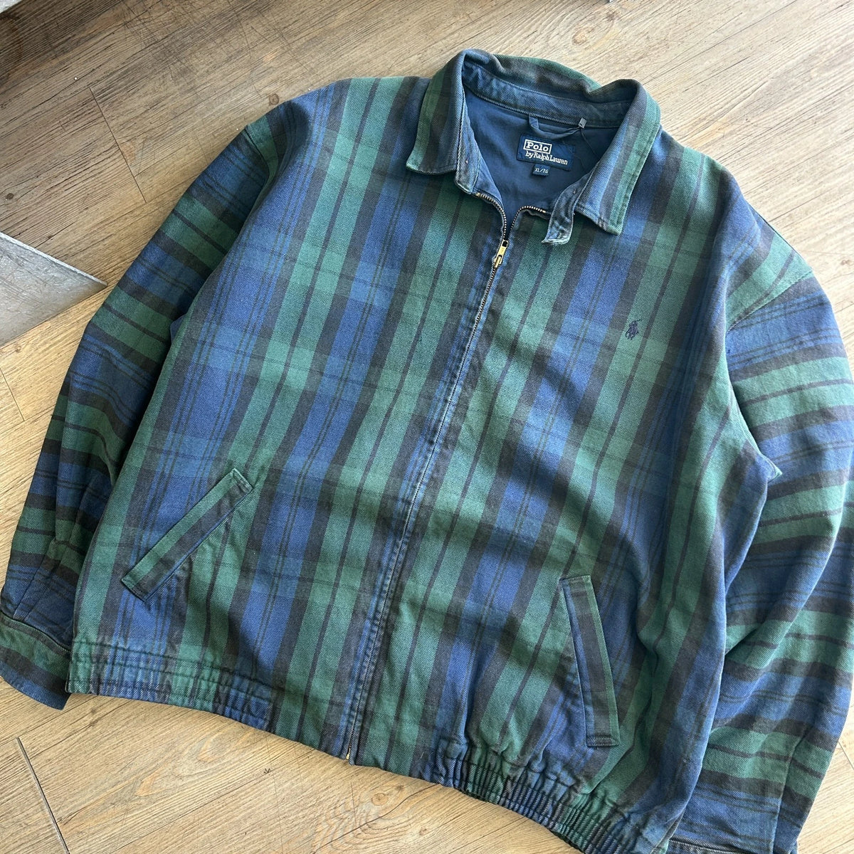 POLO by Ralph Lauren | 1990s Black Watch Plaid Harrington Jacket sz XL