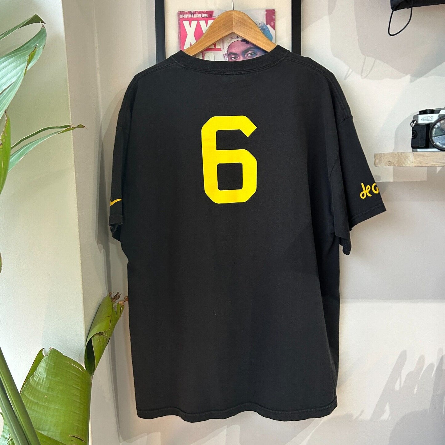 VINTAGE | NIKE Jaune Fete De Course Football Black T-Shirt sz XL Adult