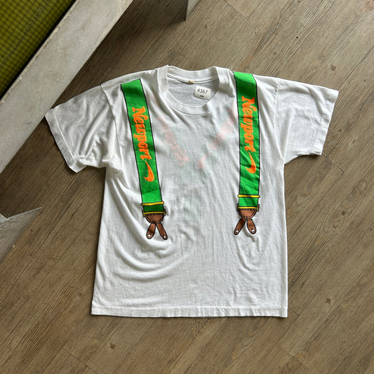 VINTAGE 80s 90s | Newport Suspenders Smoking Promo T-Shirt sz M
