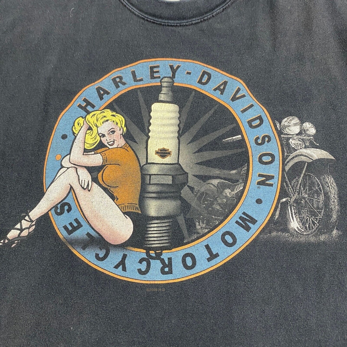 VINTAGE Harley Davidson Pin Up Girl Sleeveless T-Shirt sz Large Men