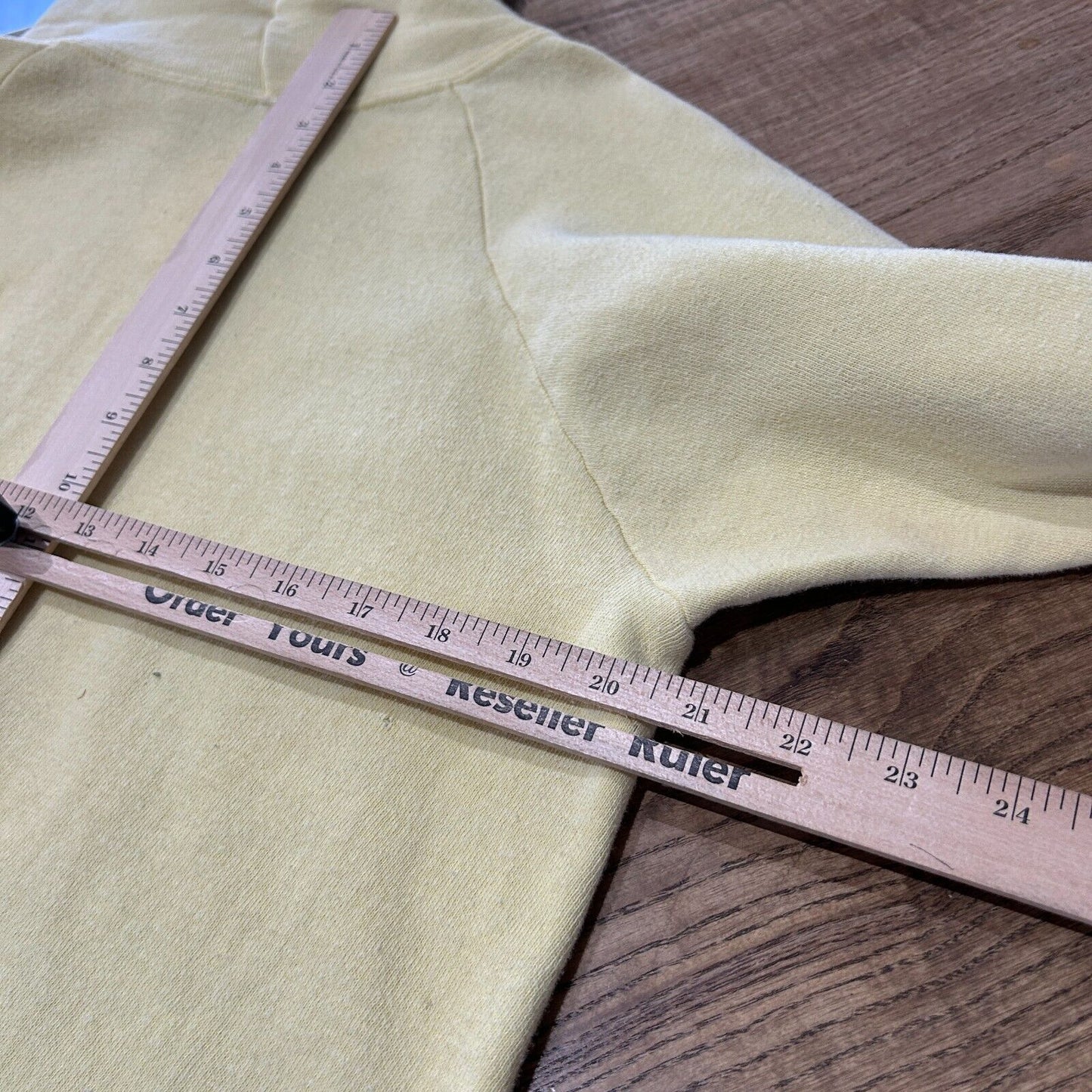 VINTAGE 60s 70s | Light Yellow Faded Blank Hoodie Sweater sz S Adult
