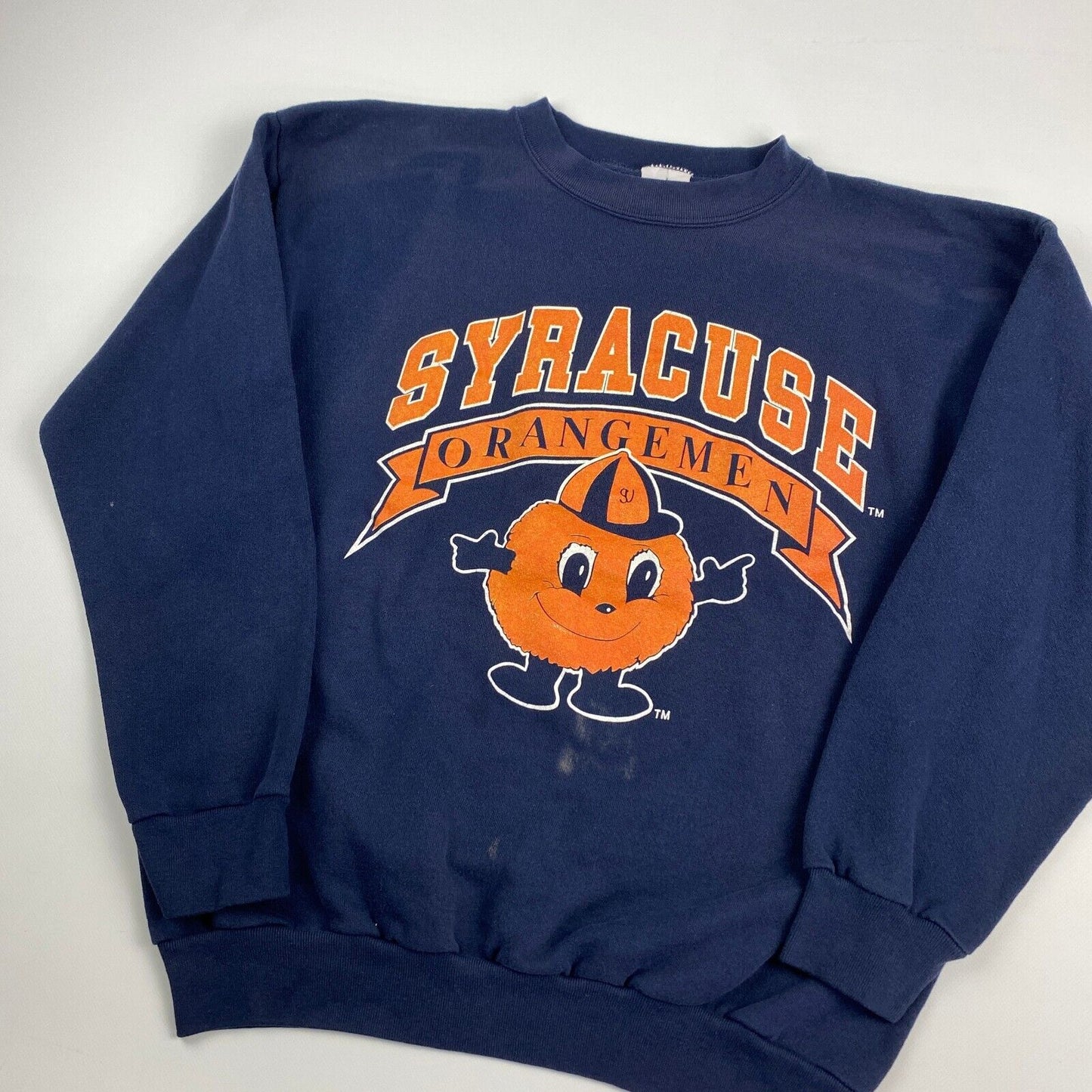 VINTAGE 90s Syracuse Orangemen Collegiate Navy Crewneck Sweater sz XL Mens