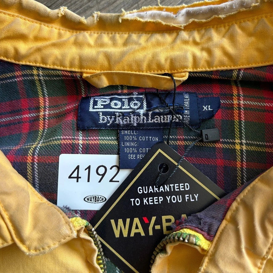VINTAGE 90s | Polo By Ralph Lauren Faded Thrashed Yellow Harrington Jacket sz XL