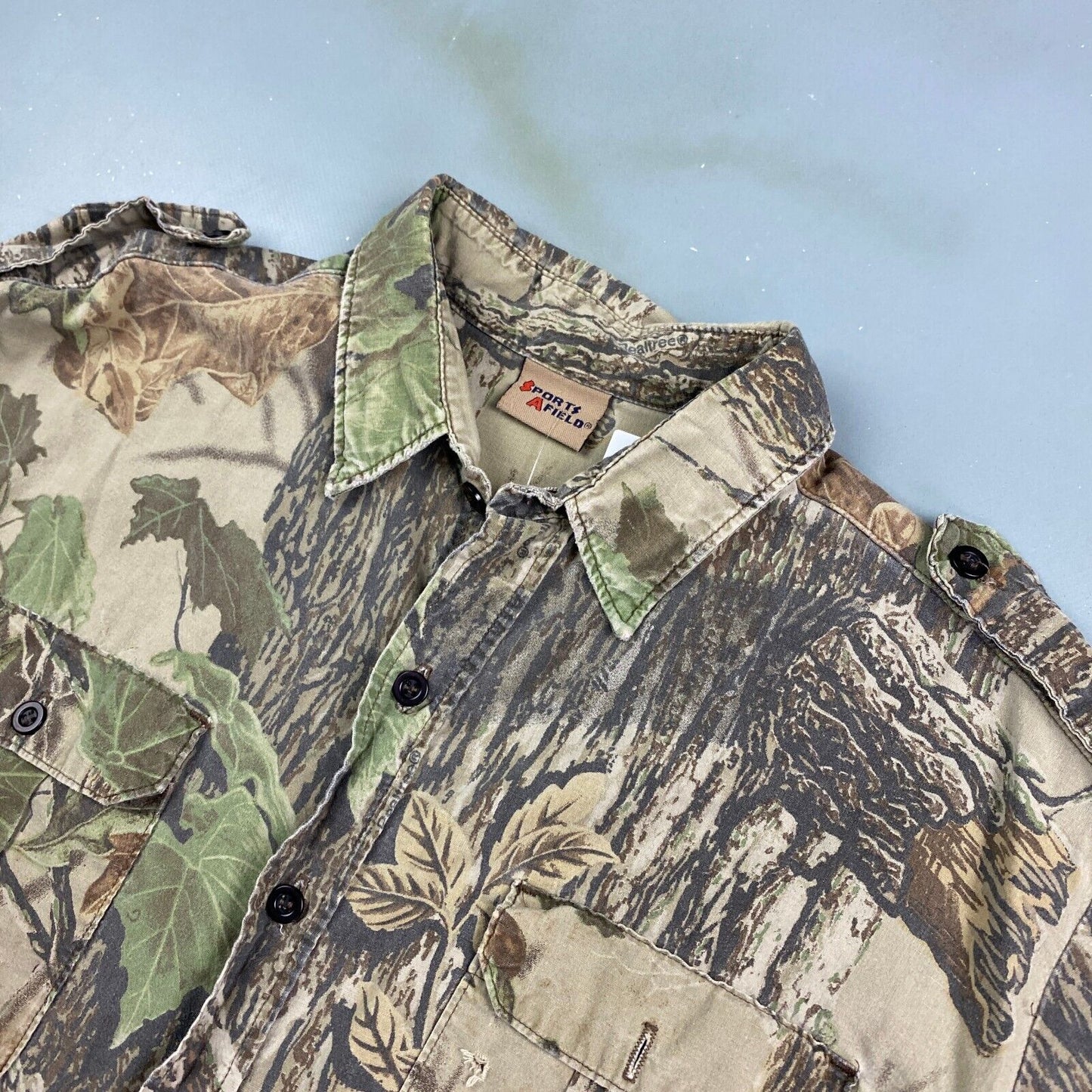 VINTAGE 90s Sports Afield Real Tree Camo Button Up Shirt sz Large Adult