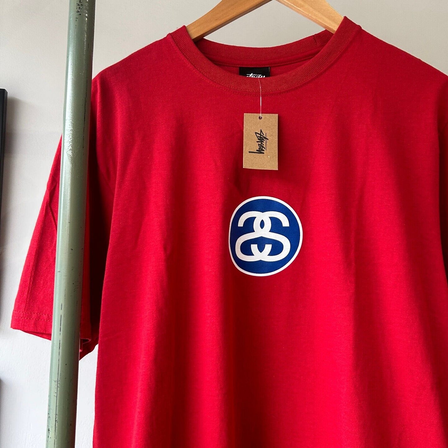 STUSSY SS-LINK Logo Red T-Shirt sz M Adult New With Tags
