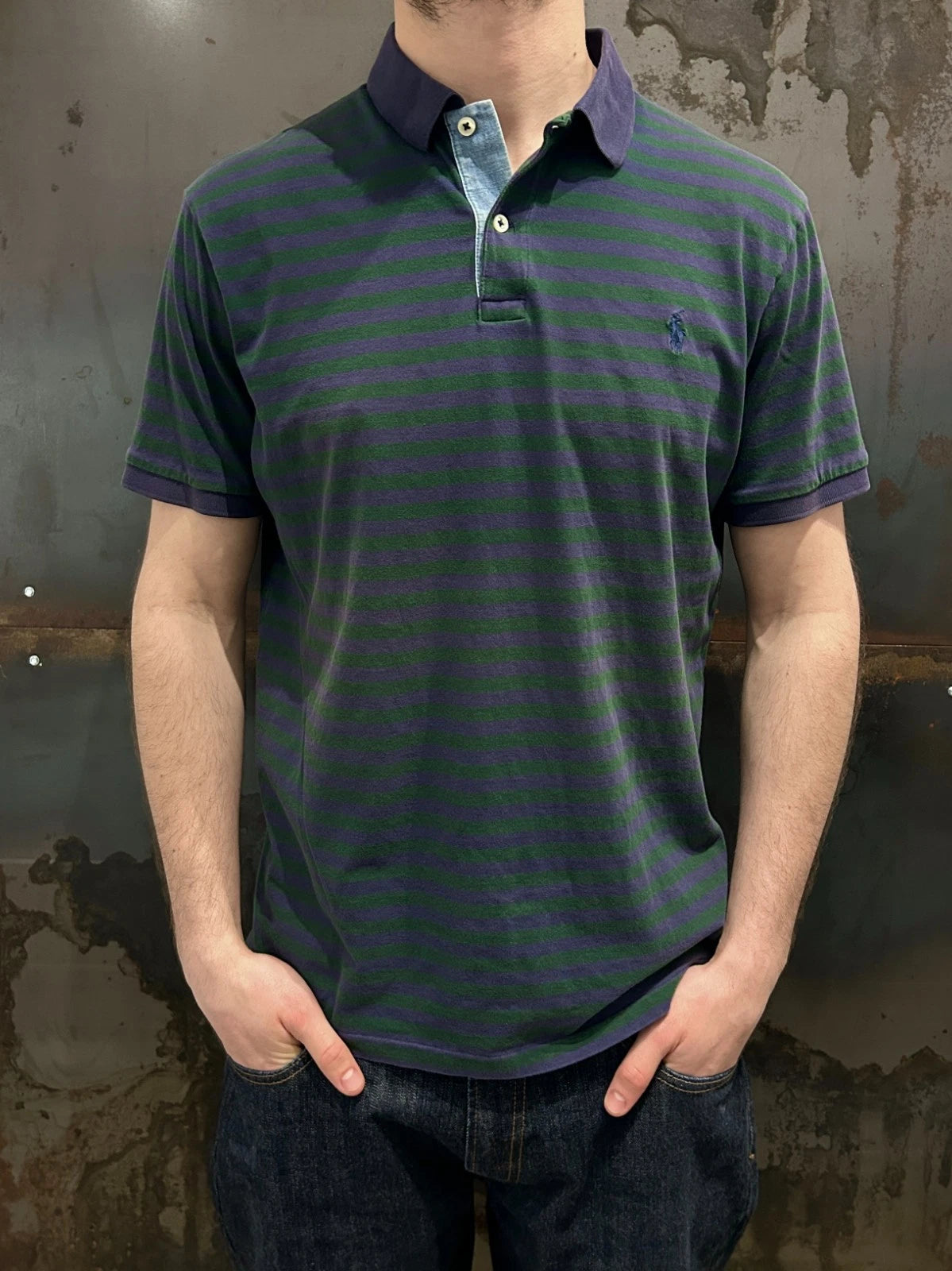 VINTAGE Y2k | Ralph Lauren Sm Pony Tonal Striped Polo Shirt sz L