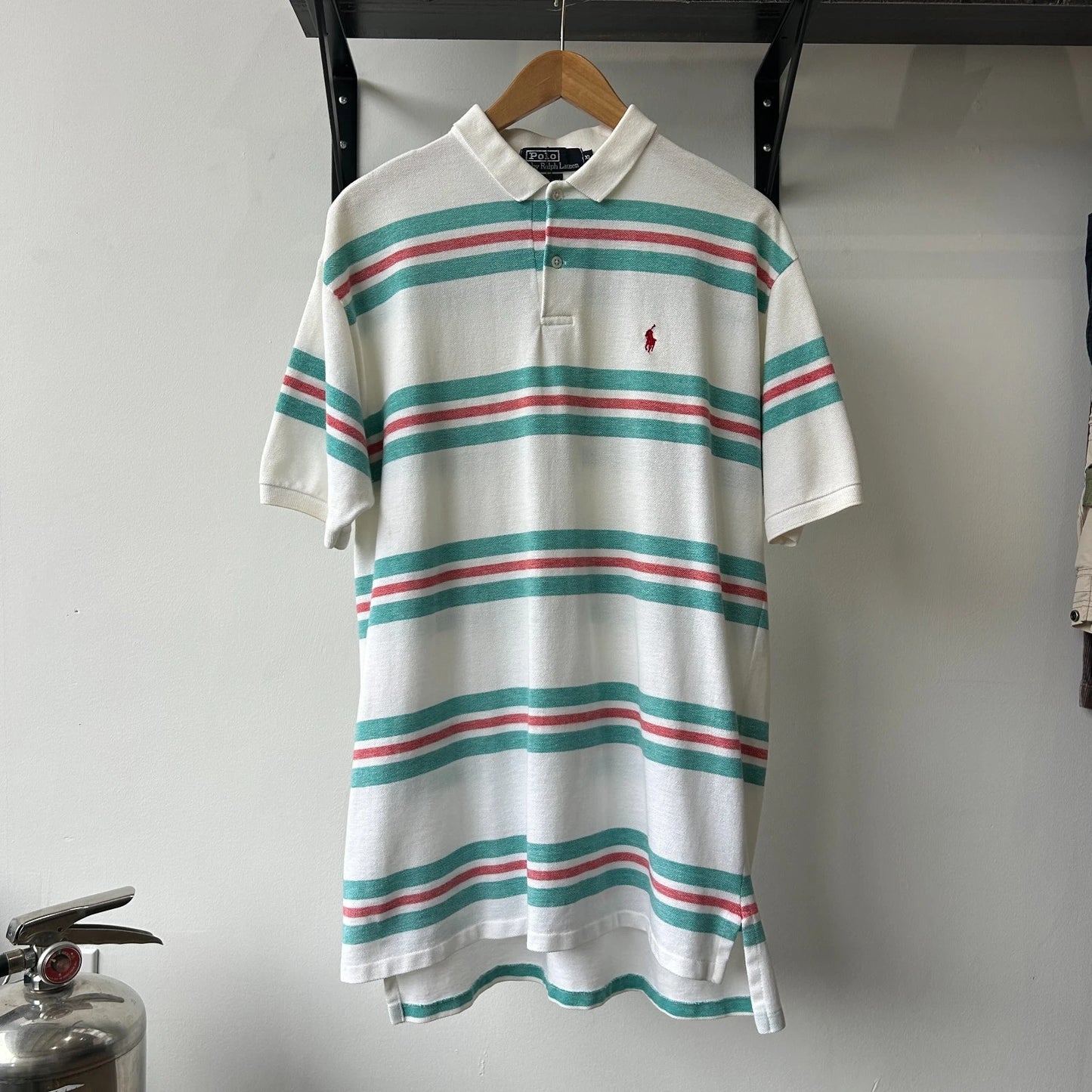 VINTAGE 90s | Ralph Lauren Sm Pony Candy Striped Polo Shirt sz XL
